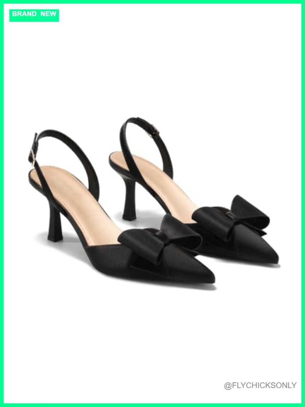 Satin Kitten Heel Slingback Pointed Closed Toe Bow Wedding Pumps